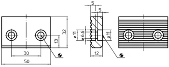                                             Clamping Vices replacement jaw, ribbed/flat
 IM0000976 Zeichnung
