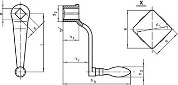                                             Crank Handles DIN 468 goose-neck form with square end DIN 79
 IM0001816 Zeichnung
