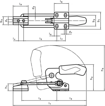                                             Toggle Clamps Hook Type with horizontal base
 IM0009051 Zeichnung
