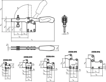                                             Horizontal Toggle Clamps with vertical base
 IM0009334 Zeichnung
