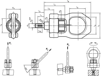                                             Threaded Lifting Pins self-locking, with rotatable shackle
 IM0012826 Zeichnung
