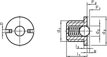                                             Spring Plungers with collar and ball, front slot
 IM0013182 Zeichnung
