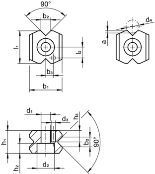                                             Locators with bore hole, for spring plungers
 IM0016901 Zeichnung
