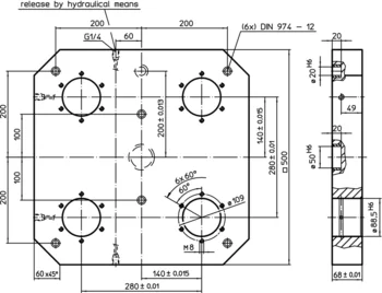                                             Base Plates for 4 single acting connecting elements
 IM0000570 Zeichnung en
