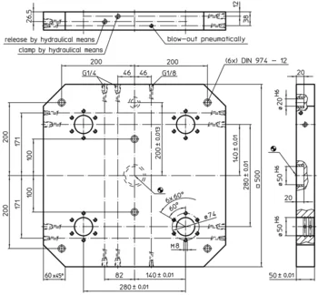                                             Base Plates for 4 double acting connecting elements
 IM0000592 Zeichnung en
