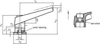                                             Adjustable Clamping Levers with axial bearing from stainless steel, with female thread
 IM0001349 Zeichnung en
