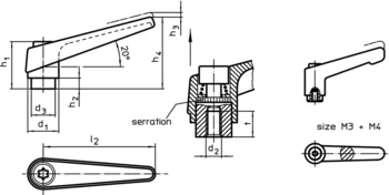                                             Adjustable Clamping Levers with female thread
 IM0001397 Zeichnung en
