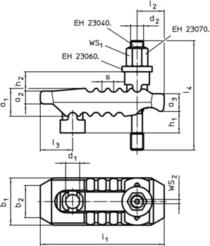                                             Clamps slotted, with adjustable counter piece, with stud with internal hexagon
 IM0002055 Zeichnung en
