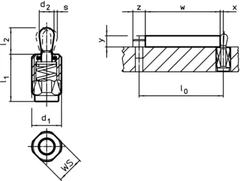                                             Lateral Plungers with thread, with seal
 IM0002945 Zeichnung en
