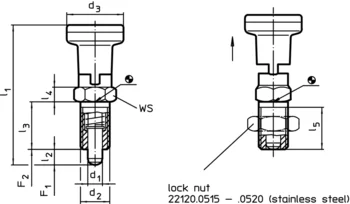                                             Index Plungers with hexagon collar and locking, stainless steel
 IM0003149 Zeichnung en
