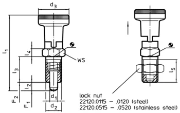                                             Index Plungers with hexagon collar and locking
 IM0003161 Zeichnung en
