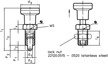                                             Index Plungers with hexagon collar, stainless steel
 IM0003173 Zeichnung en
