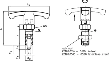                                             Index Plungers Compact with hexagon collar and locking, with T-Handle
 IM0003233 Zeichnung en
