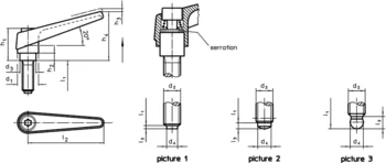                                             Adjustable Clamping Levers with clamping screw
 IM0009704 Zeichnung en
