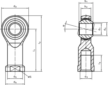                                             Rod Ends DIN 12240-4, with female thread
 IM0010044 Zeichnung en
