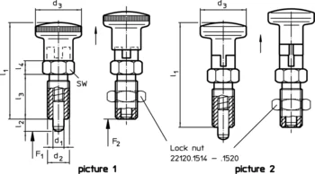                                             Index Plungers with hexagon collar and locking, stainless steel A4
 IM0013430 Zeichnung en
