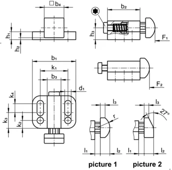                                             Spring Push Plungers with mounting flange, horizontal
 IM0017521 Zeichnung en
